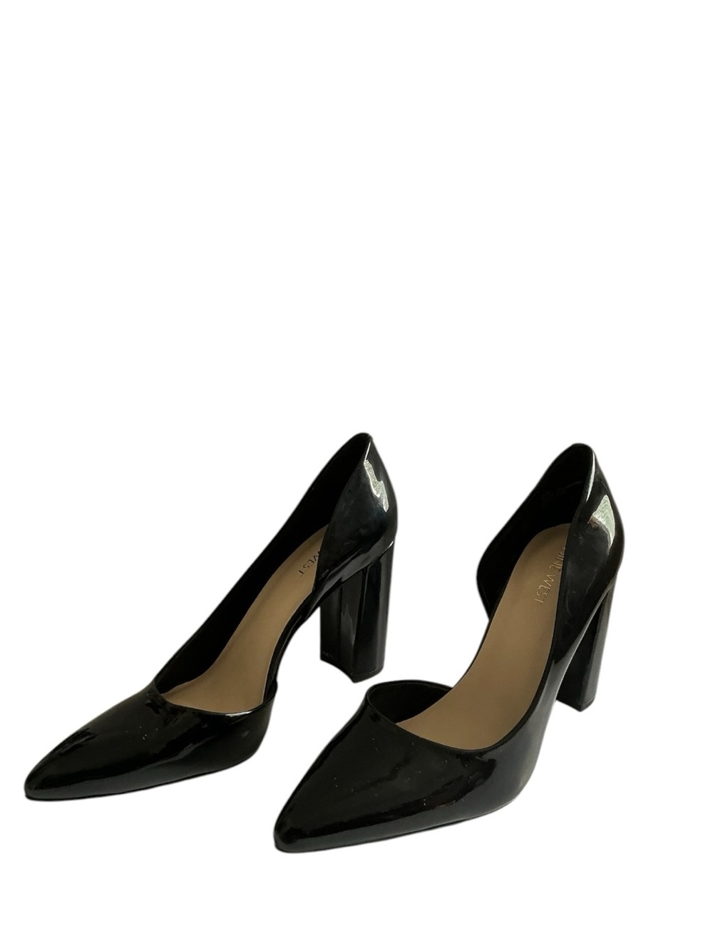Nine West Black Patent Pointed Toe D'Orsay Heels 8.5M